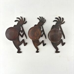 Kokopelli Metal Reversible Drawer Knob Lot 3 Southwestern Lodge Cabin Rustic